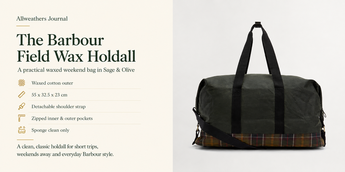 Barbour Field Wax Holdall – Timeless Travel Style in Black and Olive