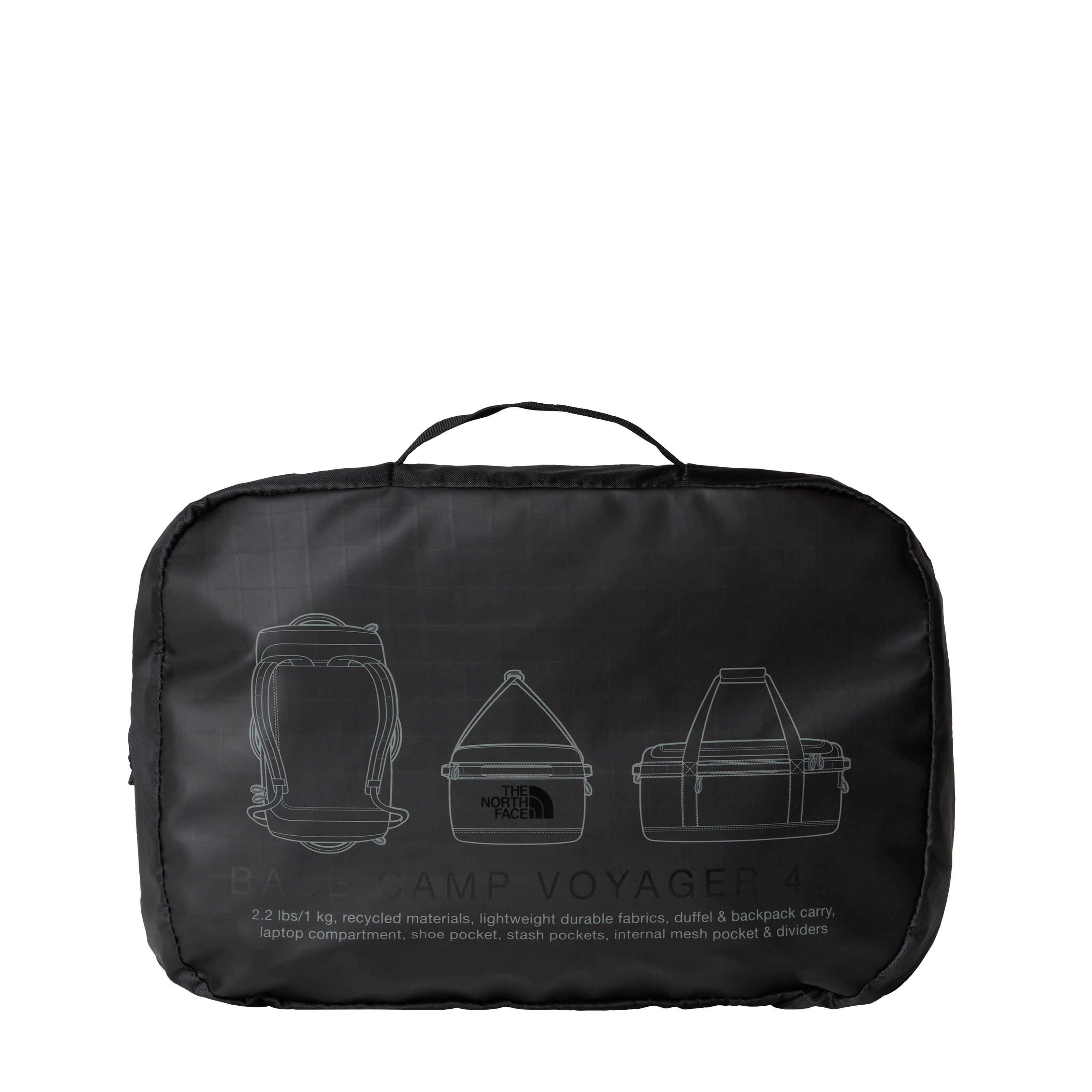The North Face Base Camp VOYAGER Duffel 42L | TNF Black-Asphalt Grey