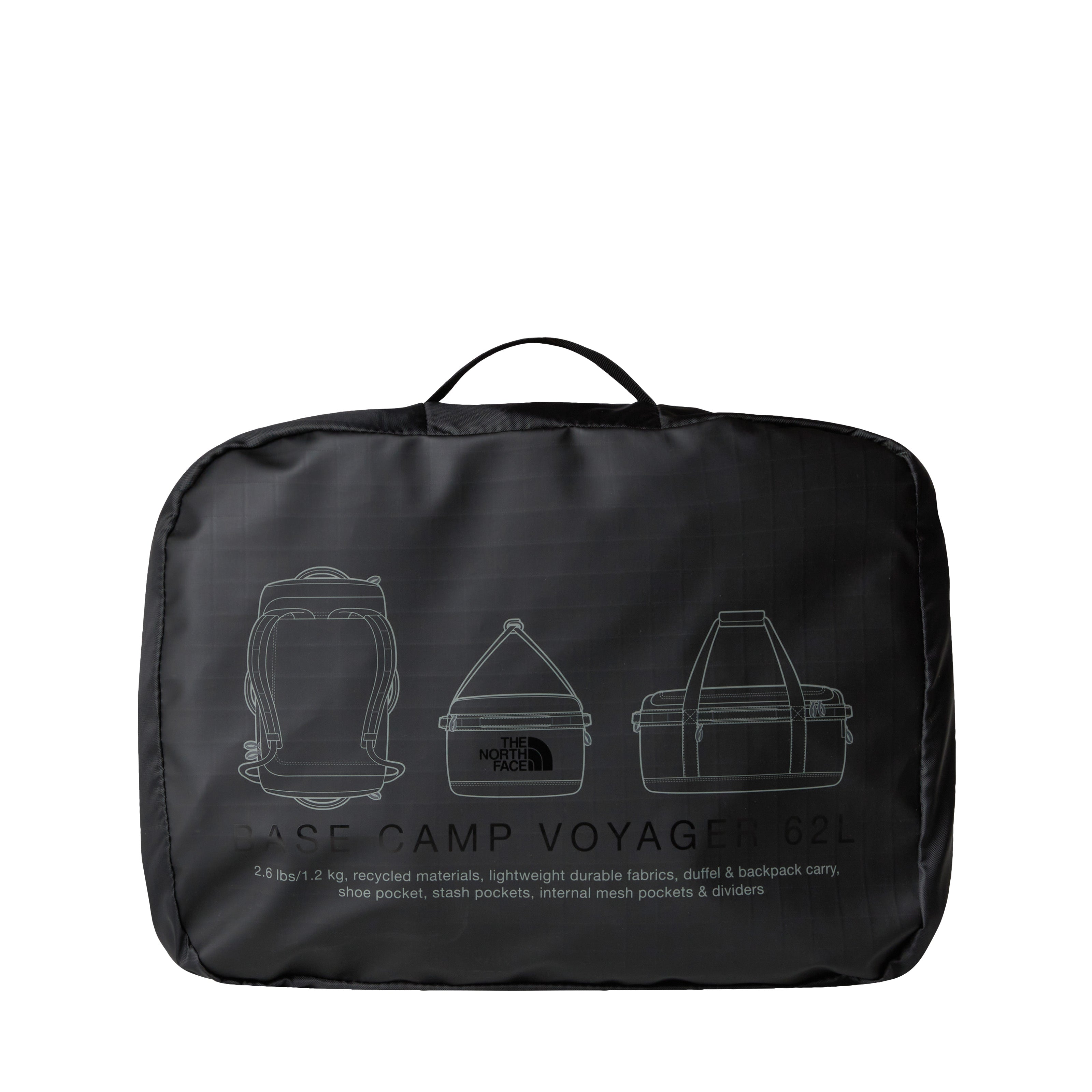 The North Face Base Camp VOYAGER Duffel 62L | TNF Black-Asphalt Grey