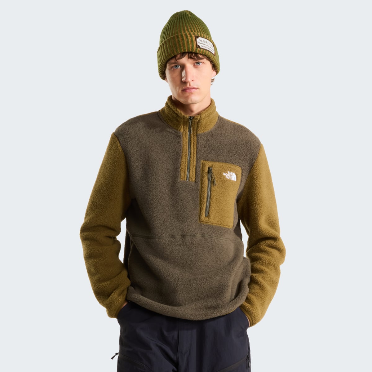 The North Face Yumiori 1/4 Zip Fleece Men's Top | New Taupe Green-Caraway Seed