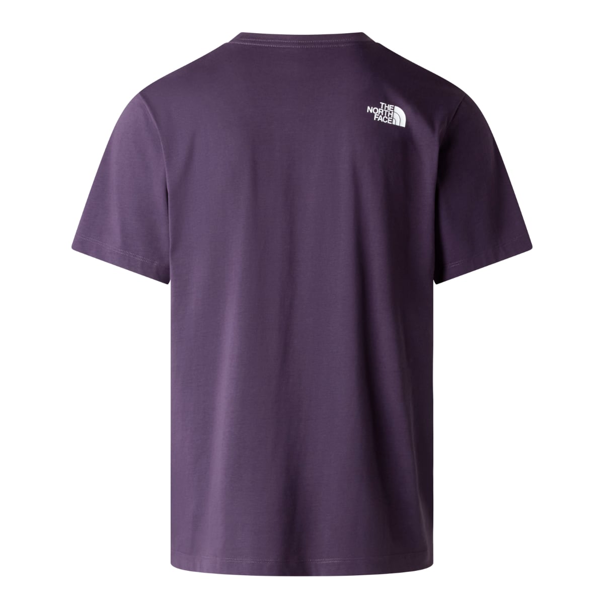 Back view of purple The North Face Evolution Half Dome short sleeve T shirt with a small white logo near the upper back.
