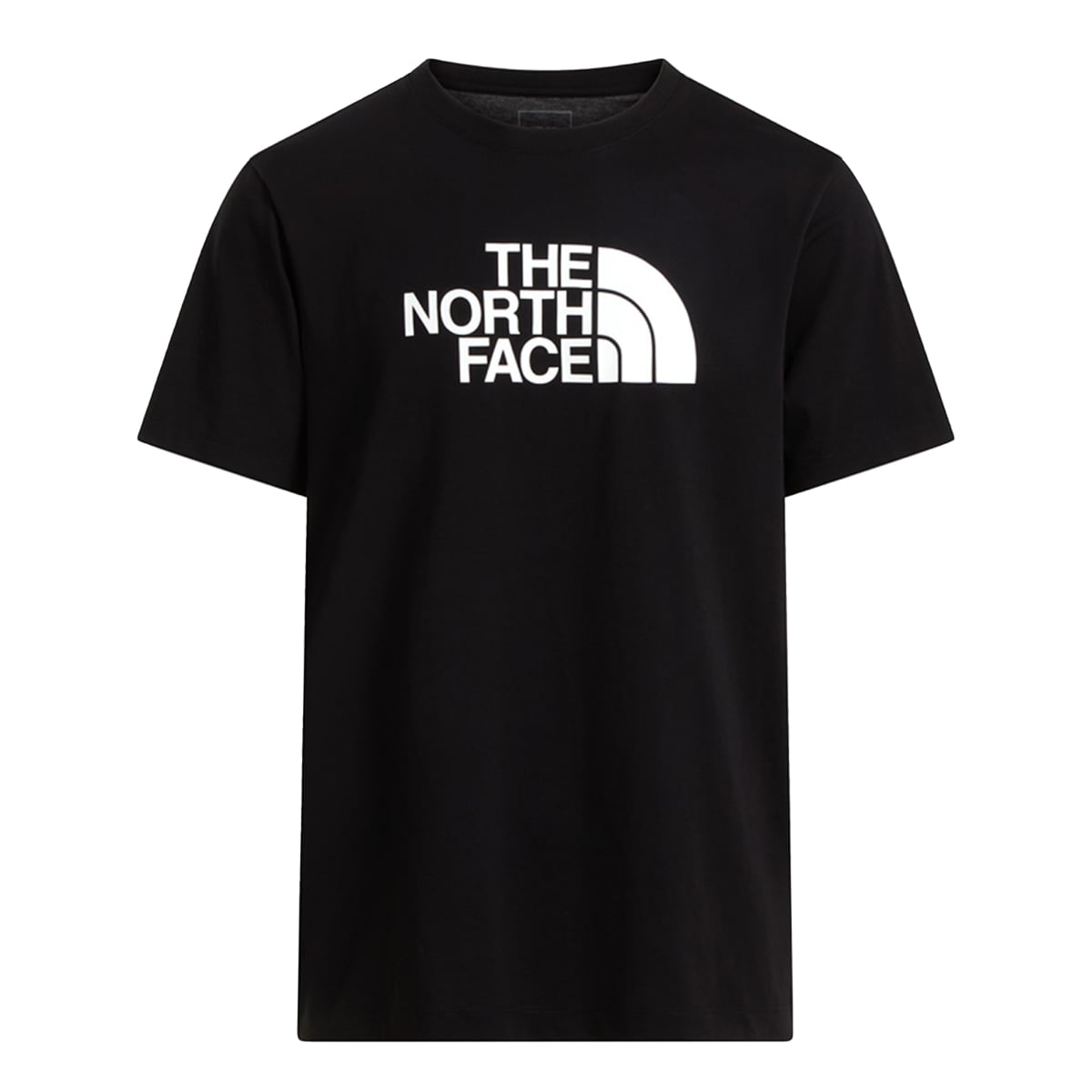 Front view of black The North Face Evolution Half Dome short sleeve T-shirt with large white logo.