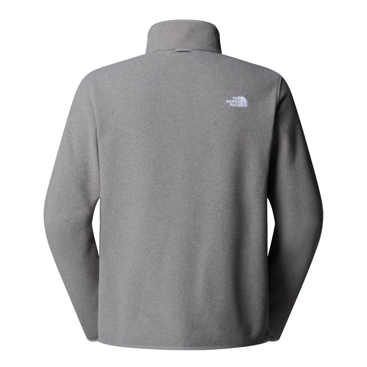 Back view of The North Face Glacier Fleece jacket in mid grey heather with logo on the upper back.