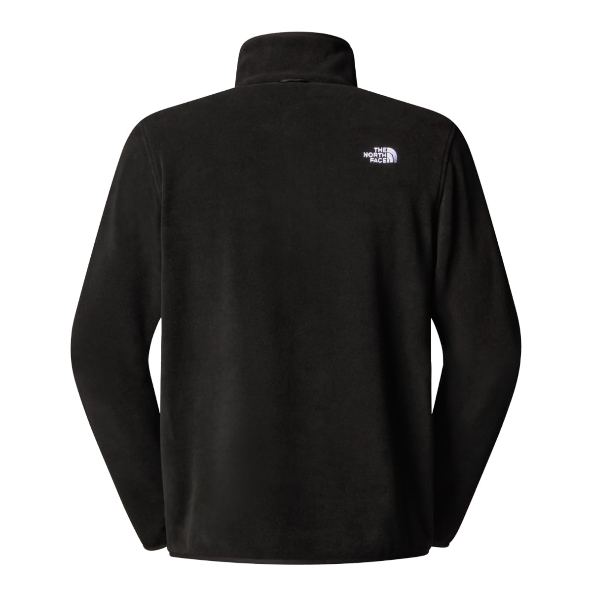 Back view of black The North Face Glacier Fleece jacket with a small logo on the upper back