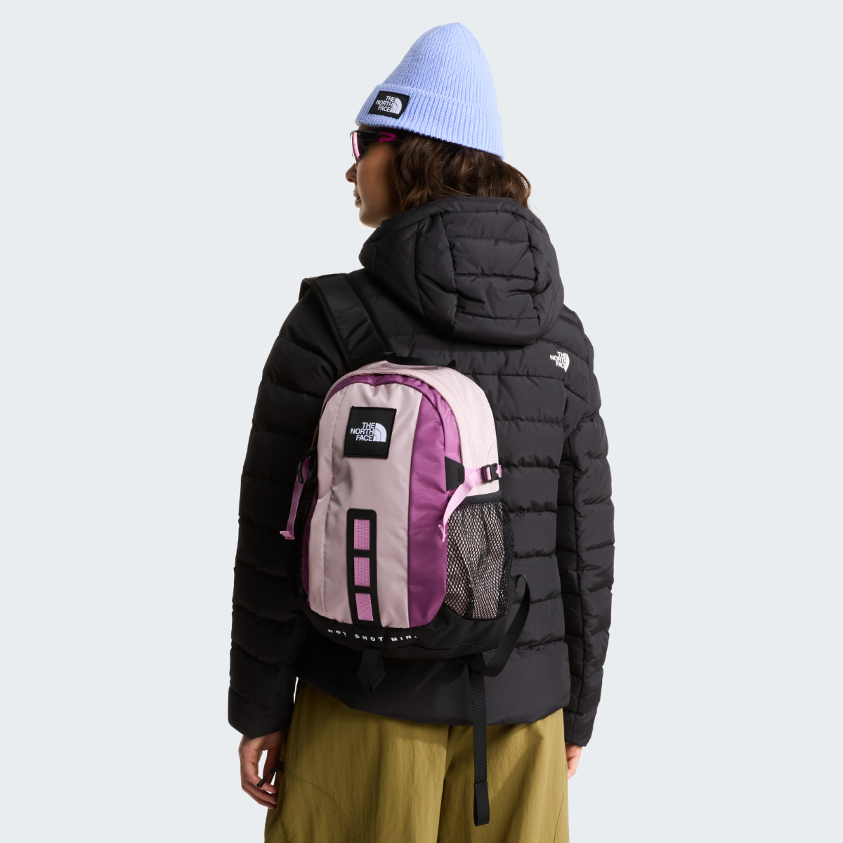 The North Face Hot Shot MINI Backpack | Metal Pink | Stone Slab | Chroma Purple