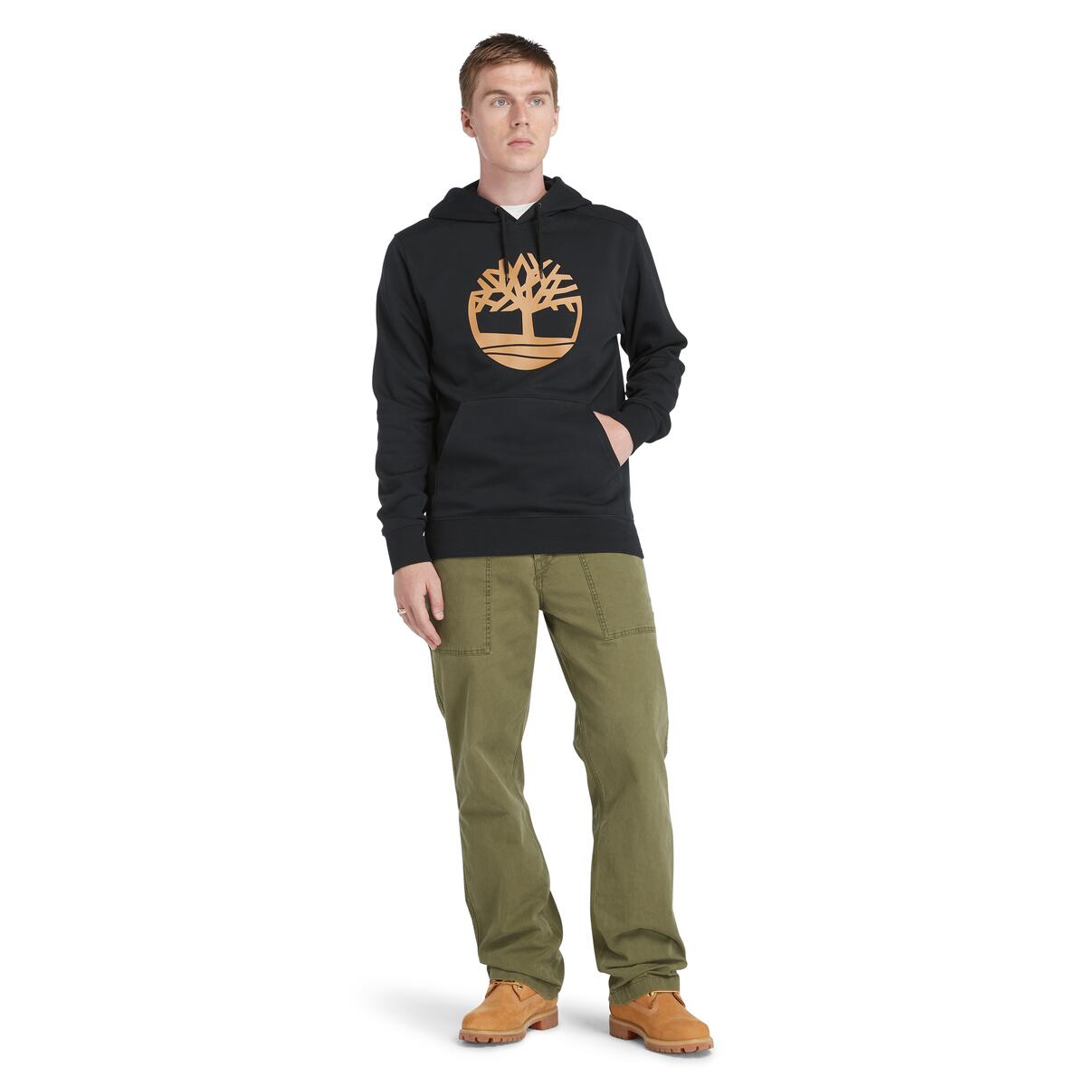 Timberland Tree Logo Hoodie Men's Top | Black