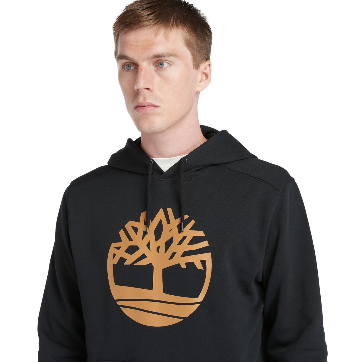 Timberland Tree Logo Hoodie Men's Top | Black