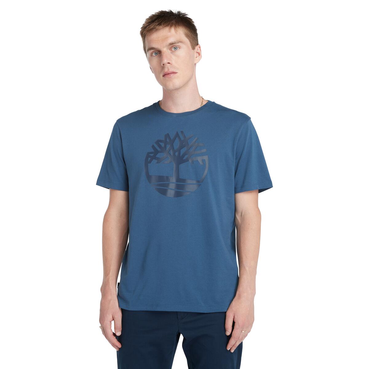 Timberland Kennenec River Tree Logo Men's T-Shirt | Dark Denim