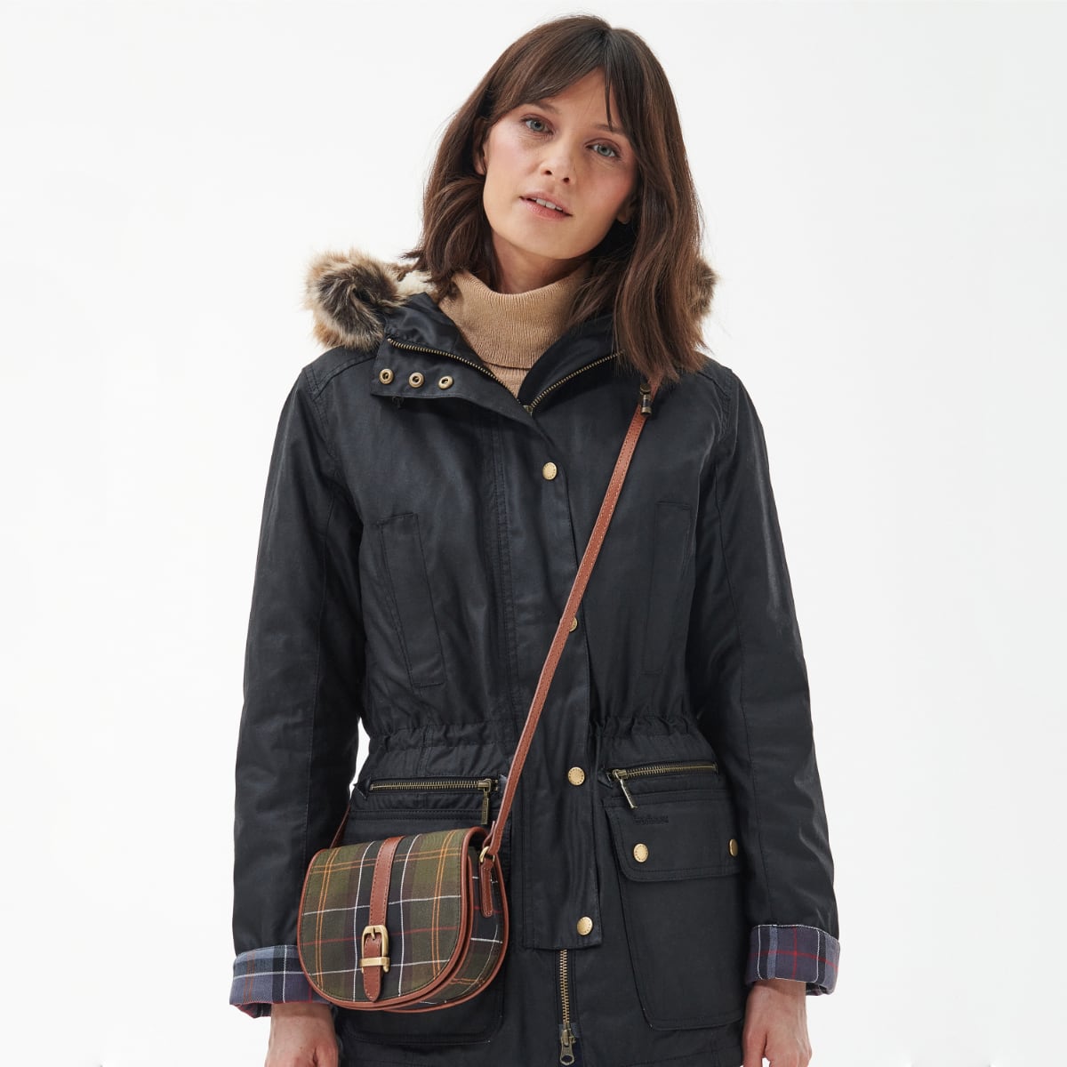 Barbour Katrine Tartan Leather Saddle Bag | Classic Tartan