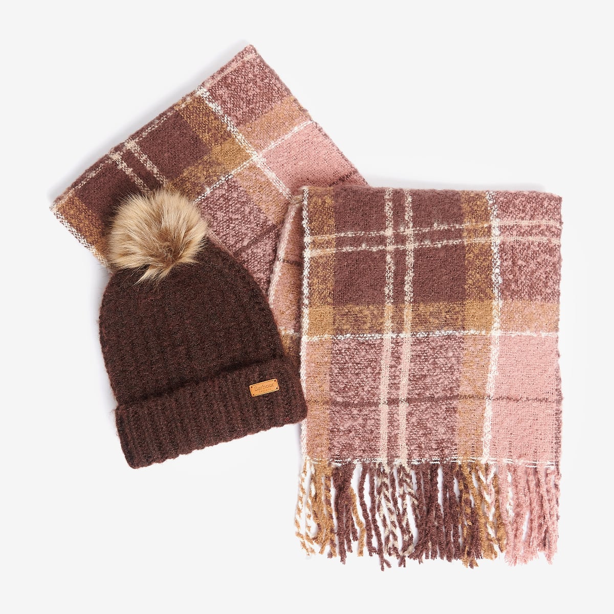 Barbour Saltburn Beanie & Scarf Set | Chocolate