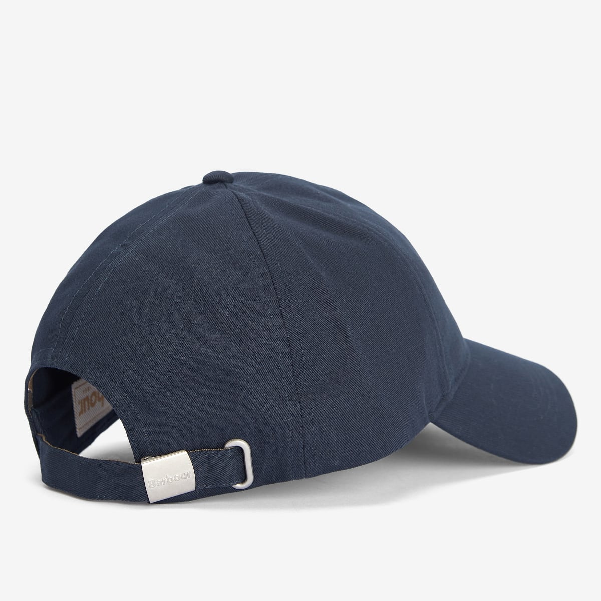 Barbour Olivia Navy cap back view with adjustable strap and metal clasp