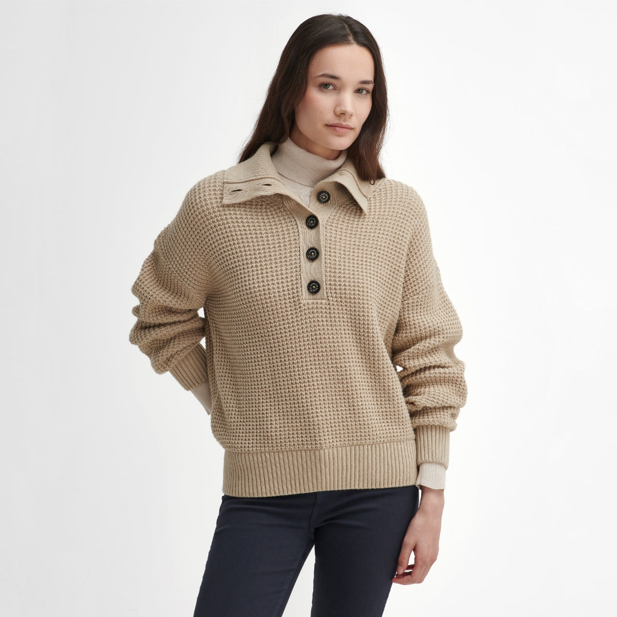 Barbour Woodside Half-Button Women's Knit | Oatmeal