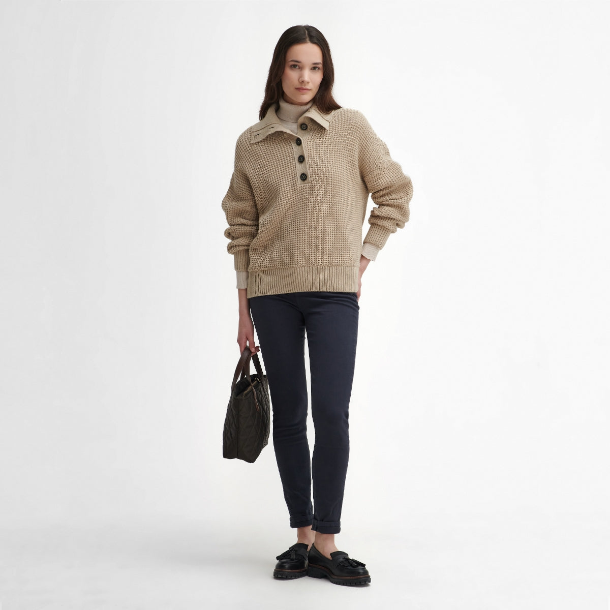 Barbour Woodside Half-Button Women's Knit | Oatmeal