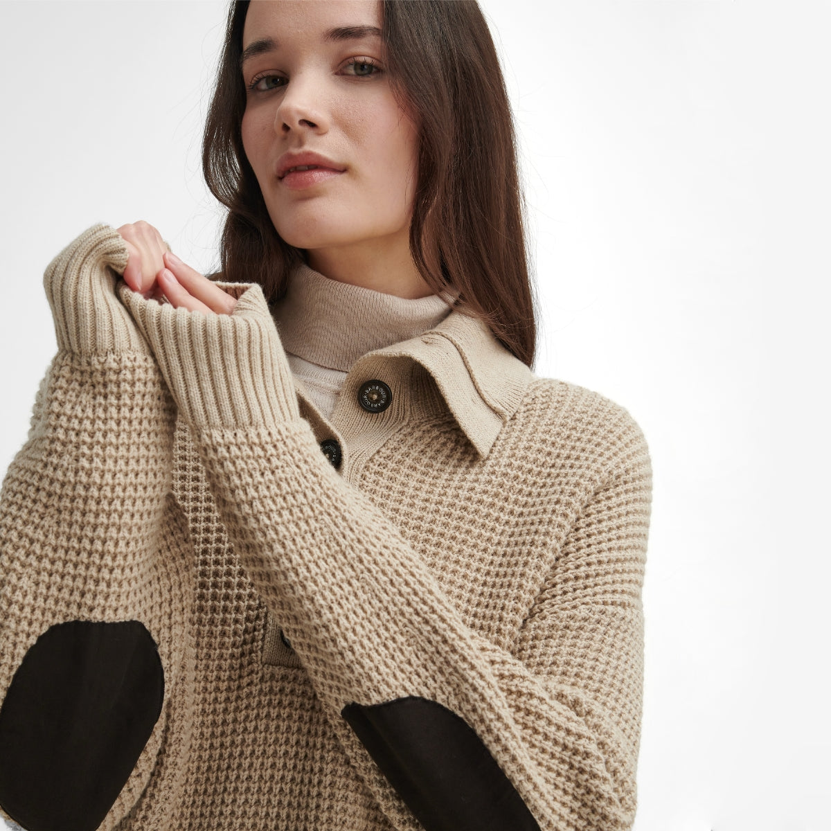 Barbour Woodside Half-Button Women's Knit | Oatmeal