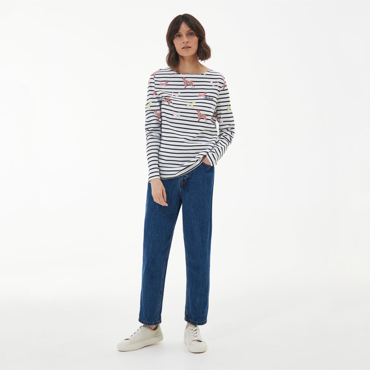 Barbour Women's Hawkins Print Top | Off White Dog Print
