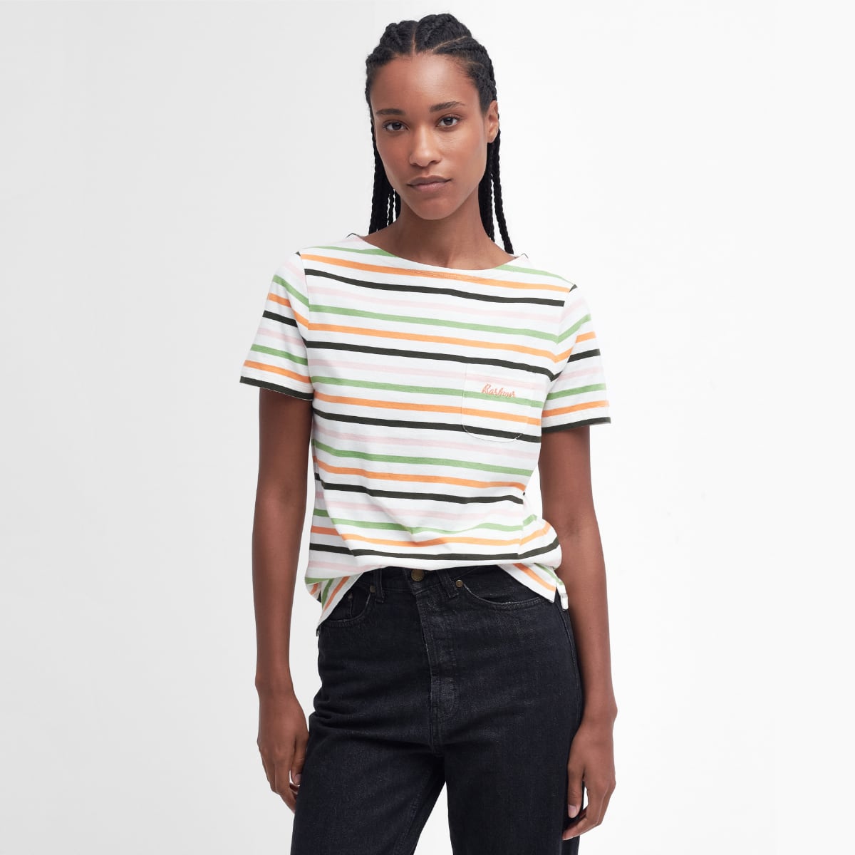 Barbour Women's Bradley Top | Cloud Stripe (Orange & Green Stripe)