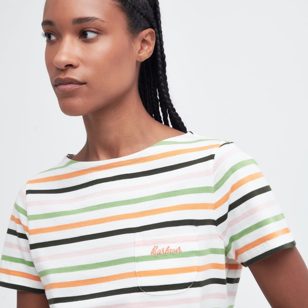 Barbour Women's Bradley Top | Cloud Stripe (Orange & Green Stripe)
