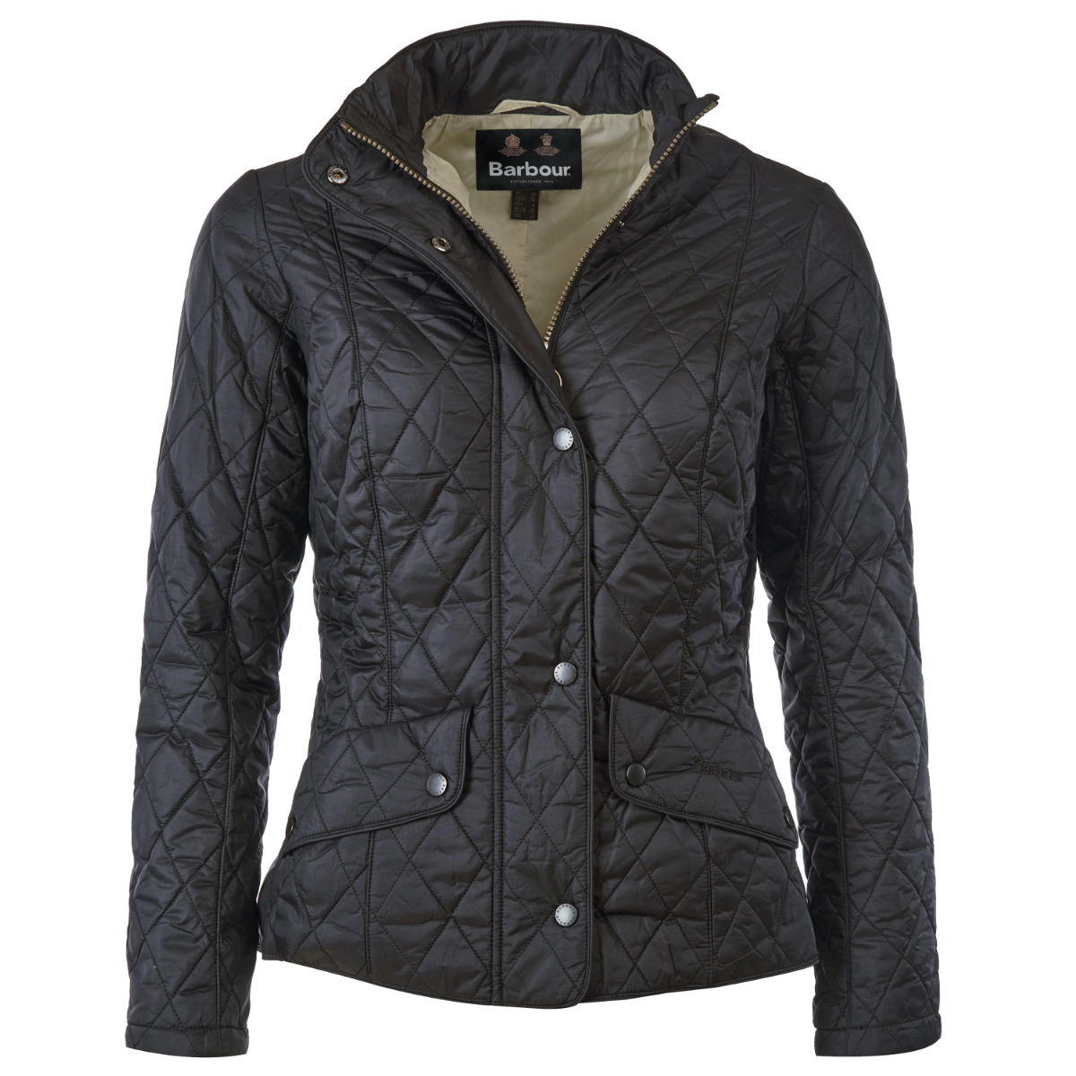 Flat view of Barbour Flyweight Cavalry Black on model