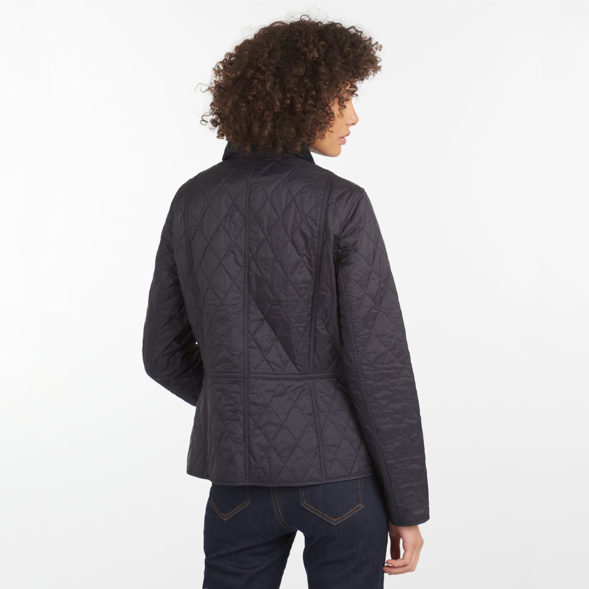Barbour Women's Summer Liddesdale in Navy shown on model - rear view