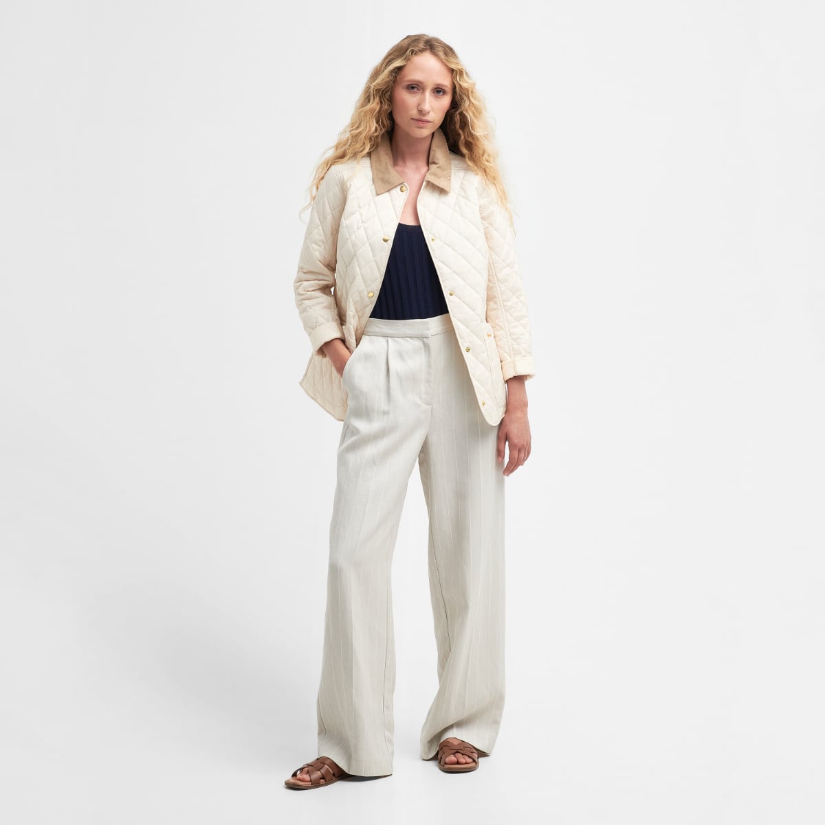 Barbour Annandale Women's Quilted Jacket in Calico on model full height