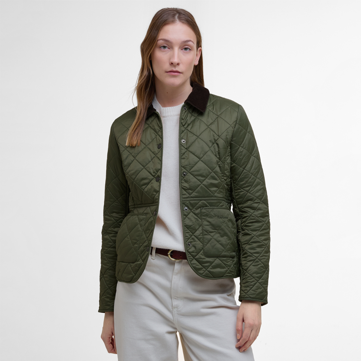 Deveron Polarquilt Jacket in Olive on model