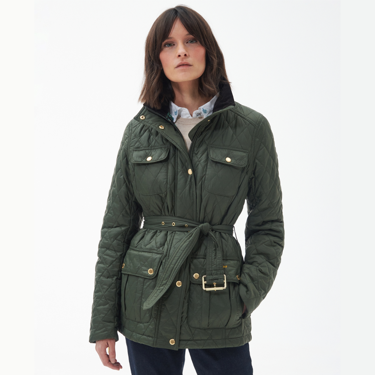 Barbour Belted Country Utility Women's Quilted Jacket | Olive