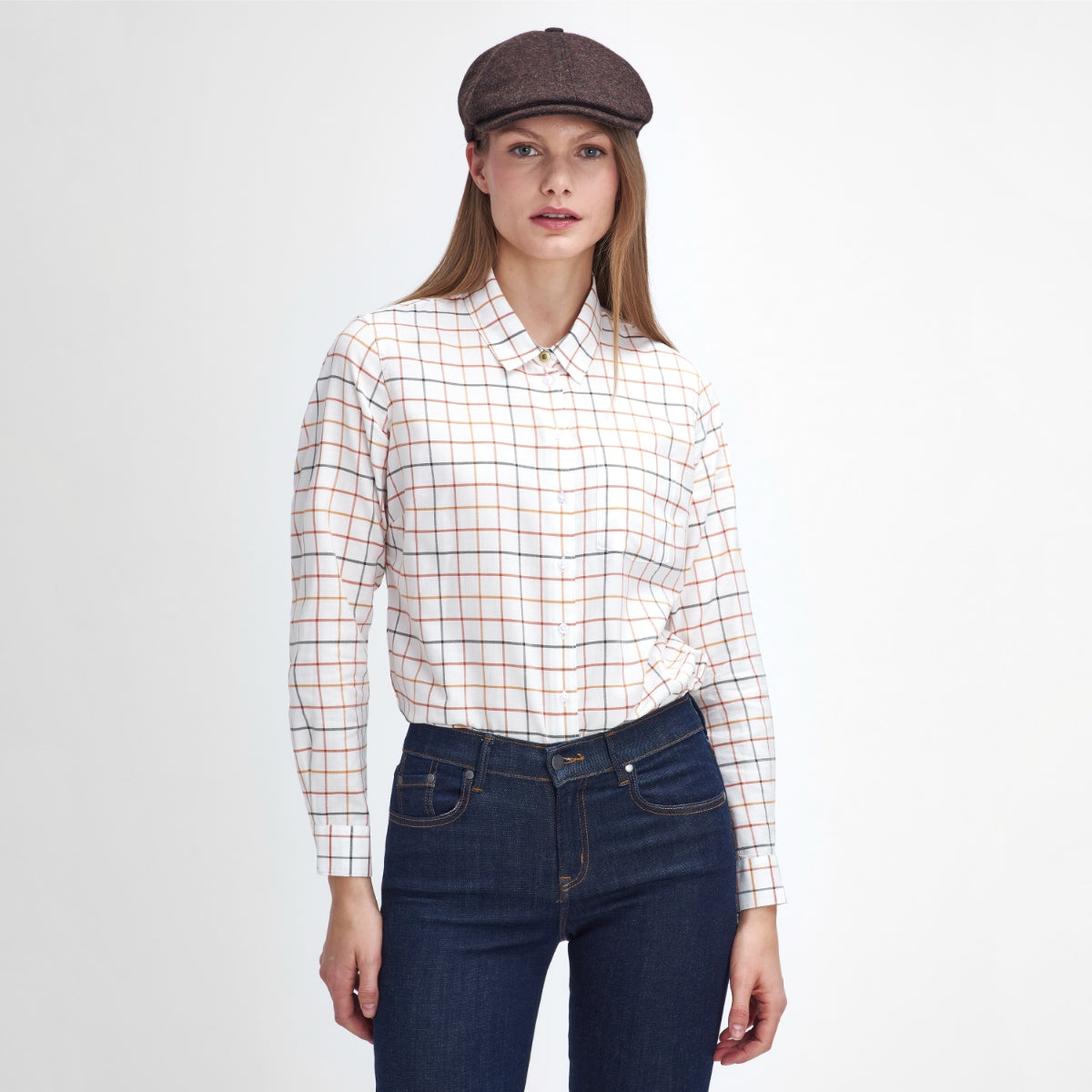 Barbour Triplebar Check Women's Shirt | Cloud - Spiced Pumpkin Check