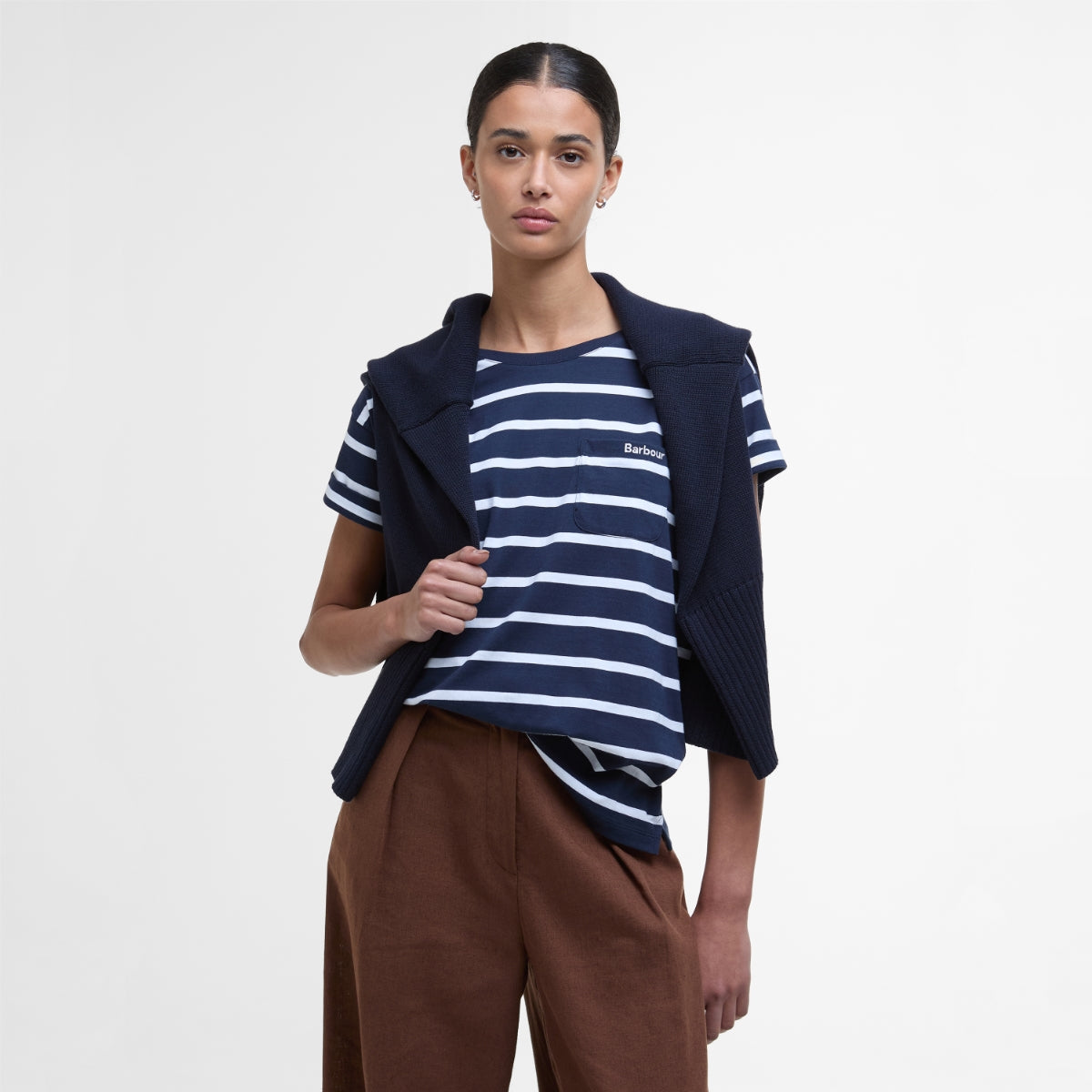 Barbour Otterburn Stripe Women's Tee | Navy-White (SS25)