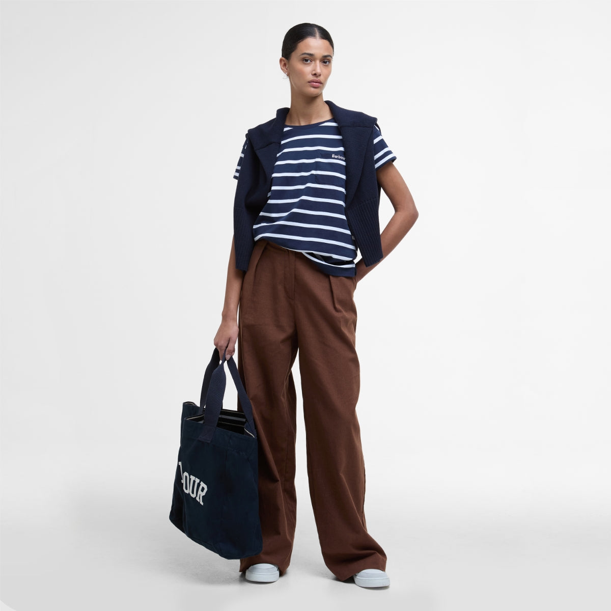 Barbour Otterburn Stripe Women's Tee | Navy-White (SS25)