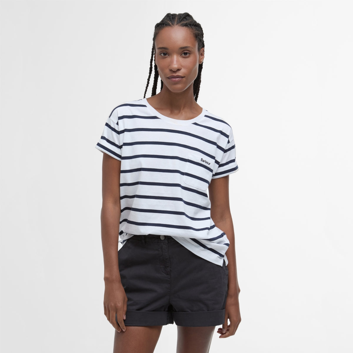 Barbour Otterburn Stripe Women's Tee | White-Navy (SS25)