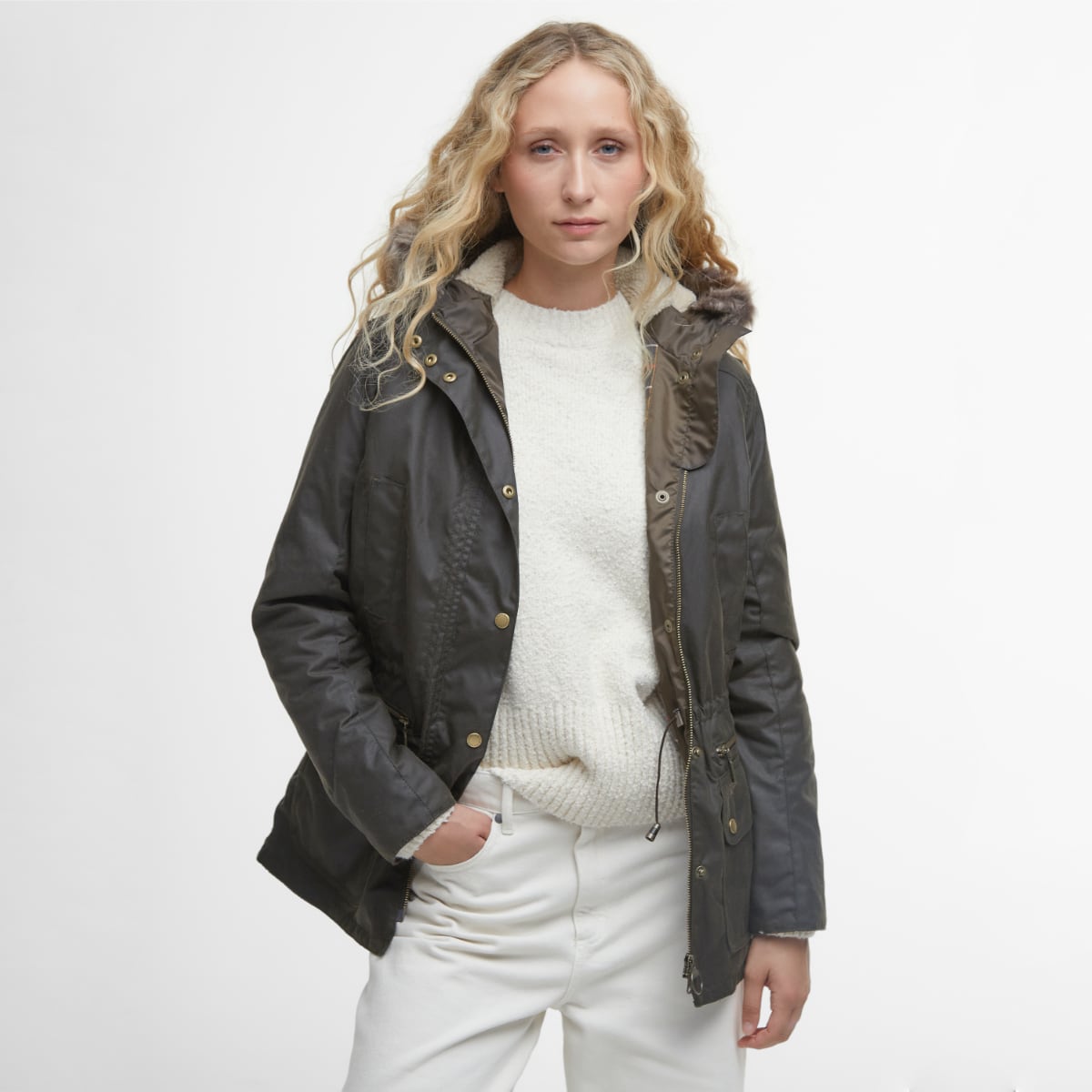 Barbour Kelsall Women’s Jacket front view olive green