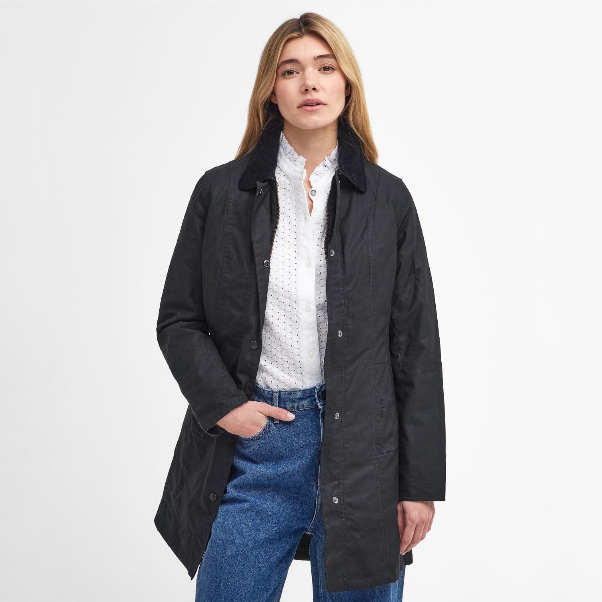 Barbour Belsay Women's Waxed Jacket – Black Allweathers UK