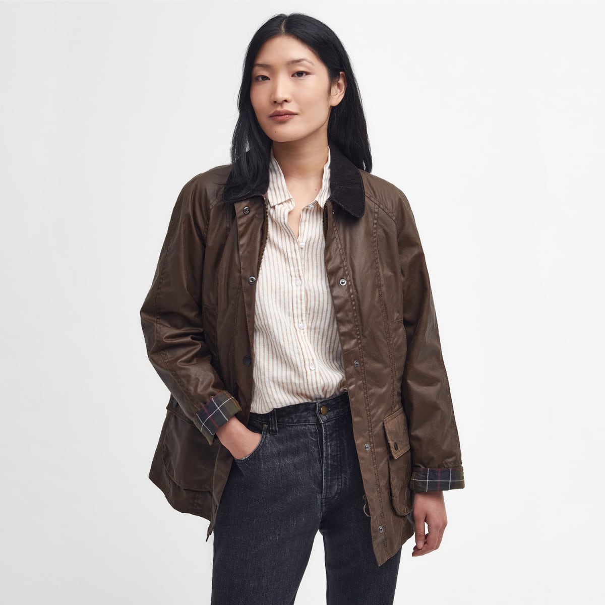 Barbour Beadnell Women's Waxed Jacket in Bark Allweathers UK