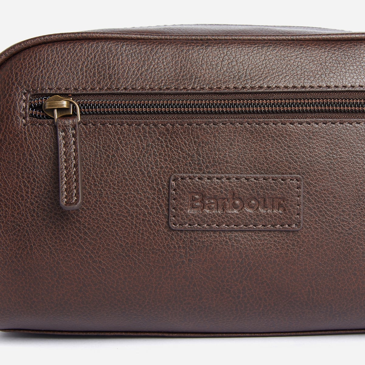 Barbour Leather Washbag | Dark Brown