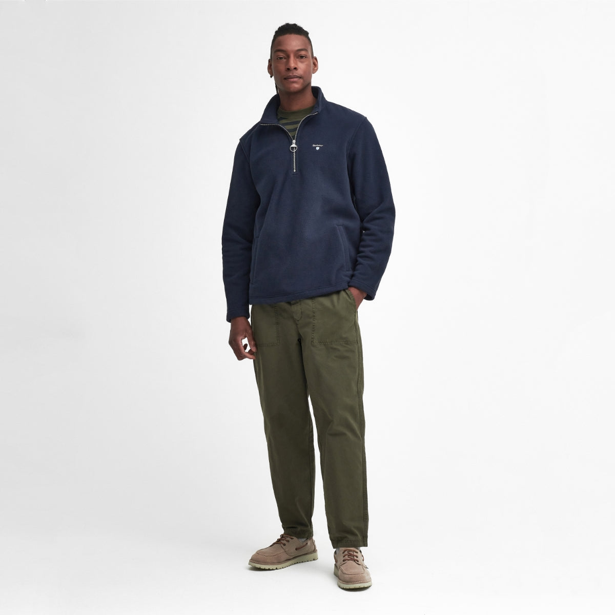 Barbour Essentials Half Zip Fleece Men's Top | Navy