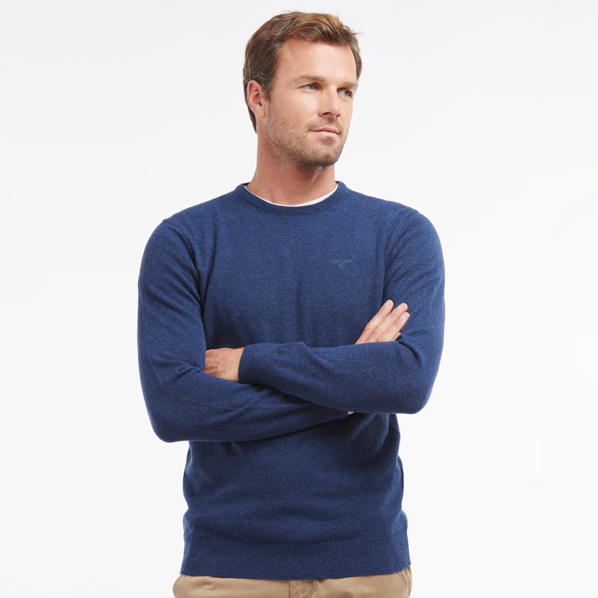 Barbour Essential Lambswool Crew Neck Men's Jumper | Deep Blue