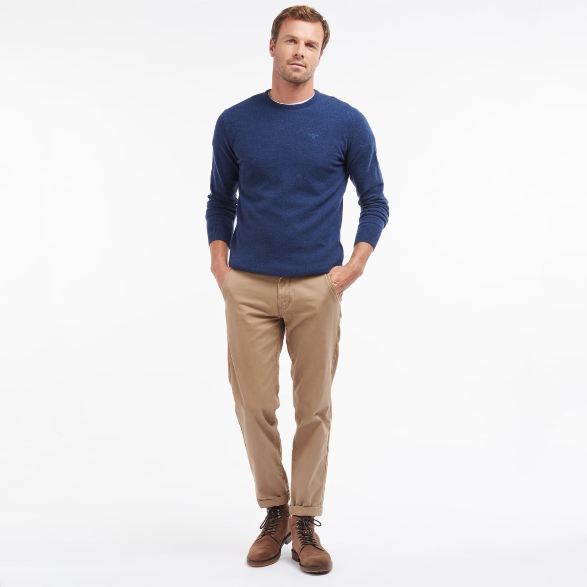 Barbour Essential Lambswool Crew Neck Men's Jumper | Deep Blue