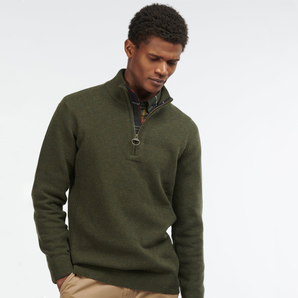 Barbour Holden Half Zip Men's Jumper | Olive Marl