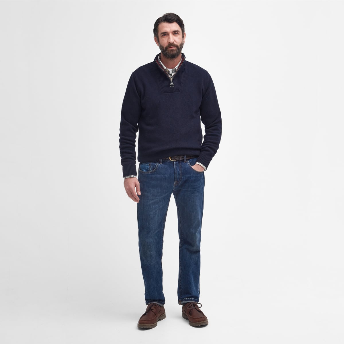 Barbour Nelson Essential Half Zip Men's Jumper | Navy