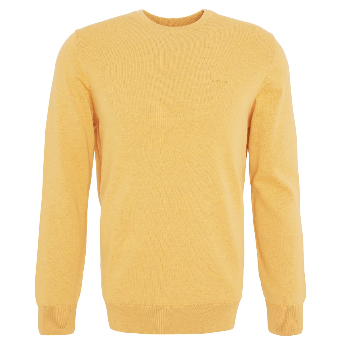 Barbour Pima Cotton Crew Neck jumper in honey gold front view