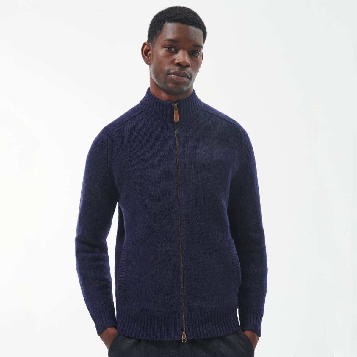 Barbour Calder Zip Through Men's Jumper | Navy