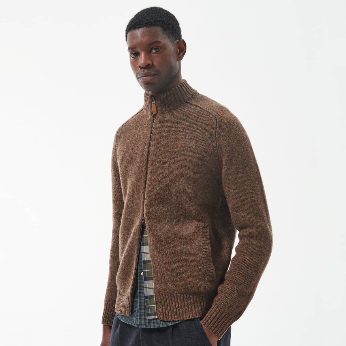 Barbour Calder Zip Through Men's Jumper | Olive Tweed