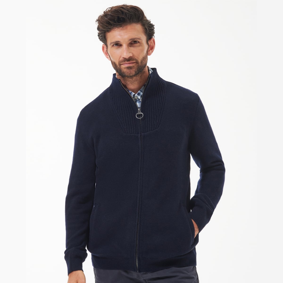 Barbour Nelson Essential Full Zip Men's Cardigan | Navy