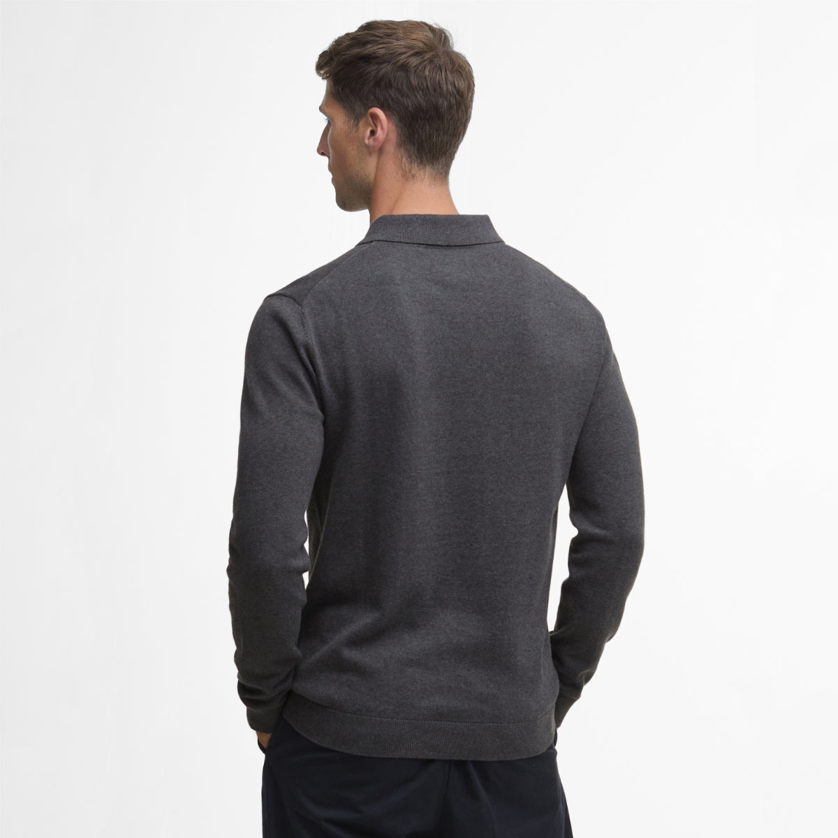 Barbour Bassington Long Sleeve Men's Polo | Charcoal