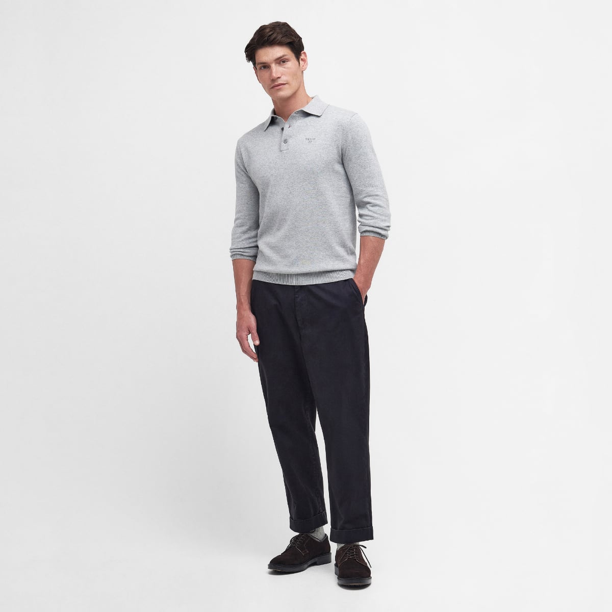 Barbour Bassington Long Sleeve Men's Polo | Grey Marl