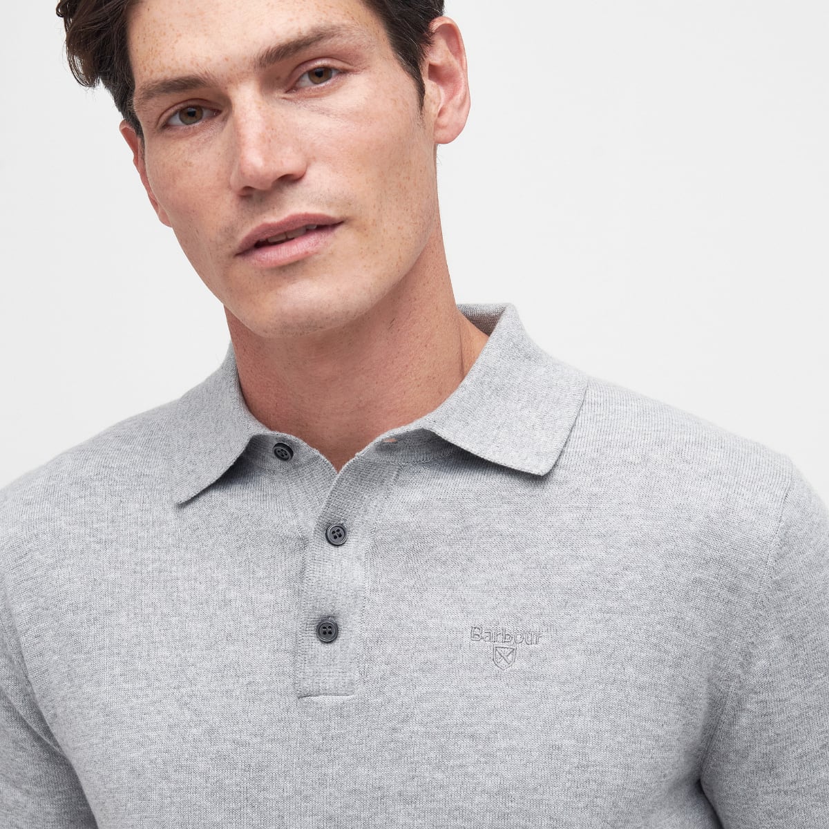 Barbour Bassington Long Sleeve Men's Polo | Grey Marl