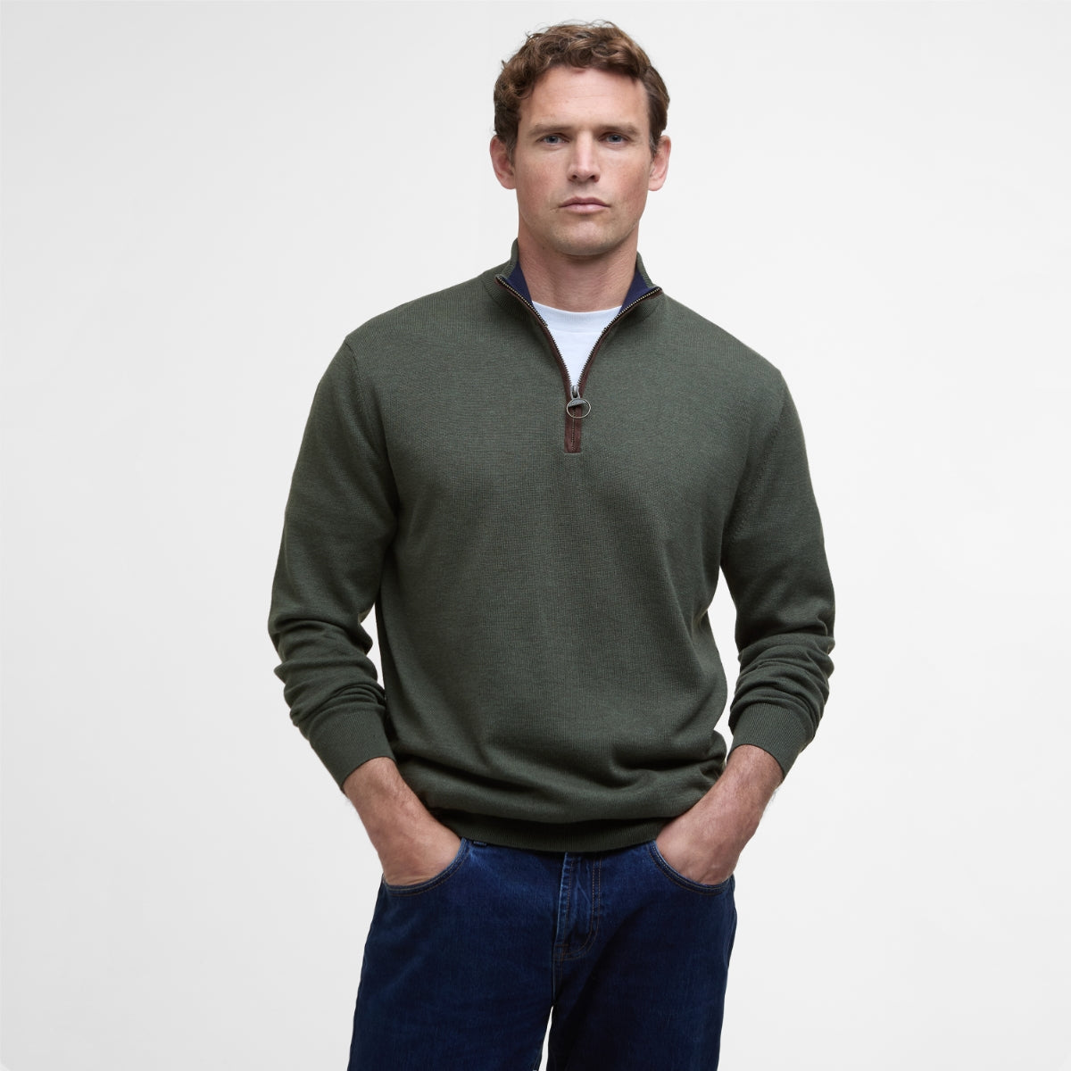 Barbour Bayfield Half-Zip Men's Jumper | Mid Olive