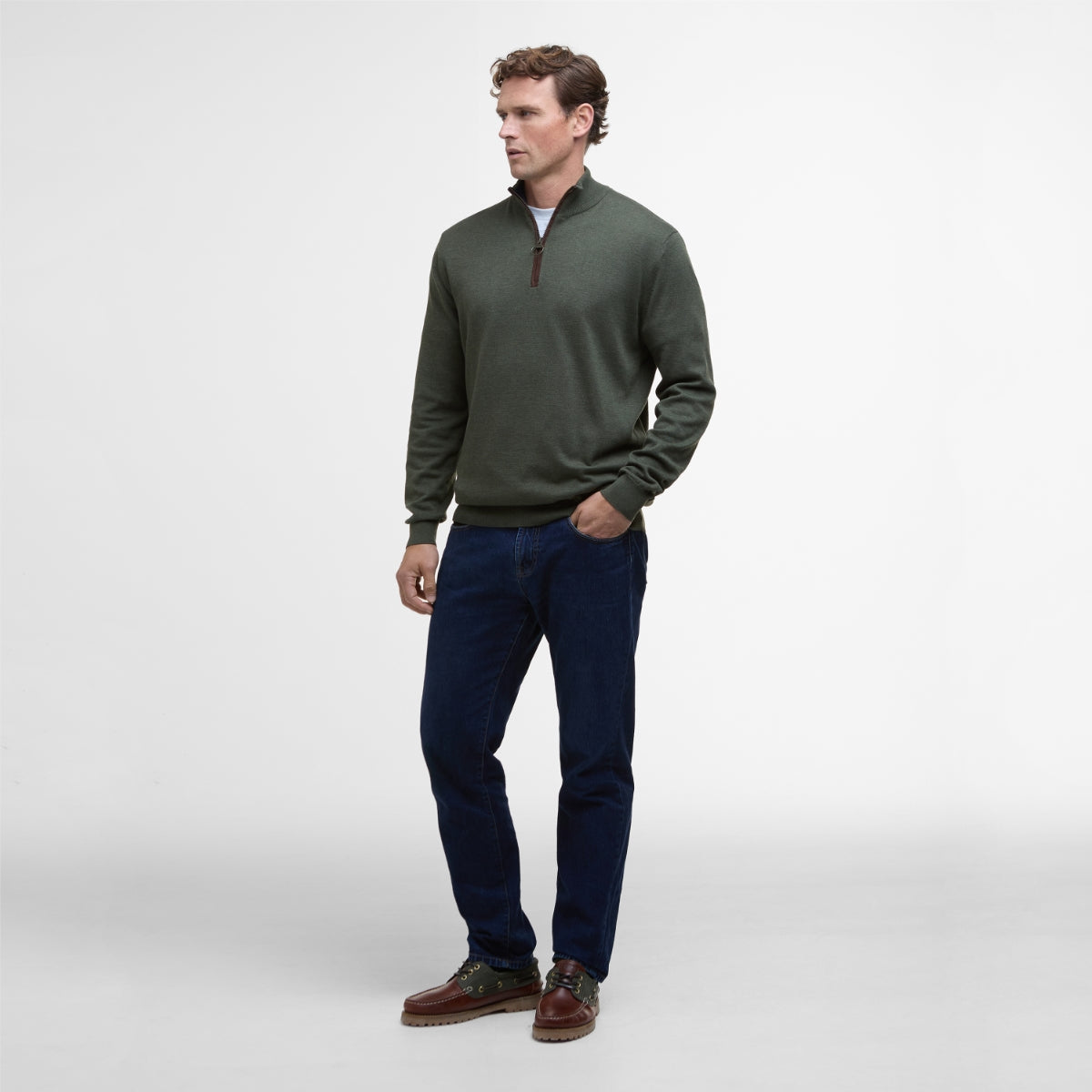 Barbour Bayfield Half-Zip Men's Jumper | Mid Olive