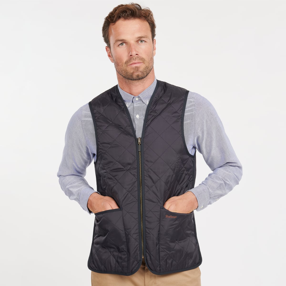 Barbour Zip-In Liner Quilted Men's Gilet | Navy (Dress Tartan Lining)