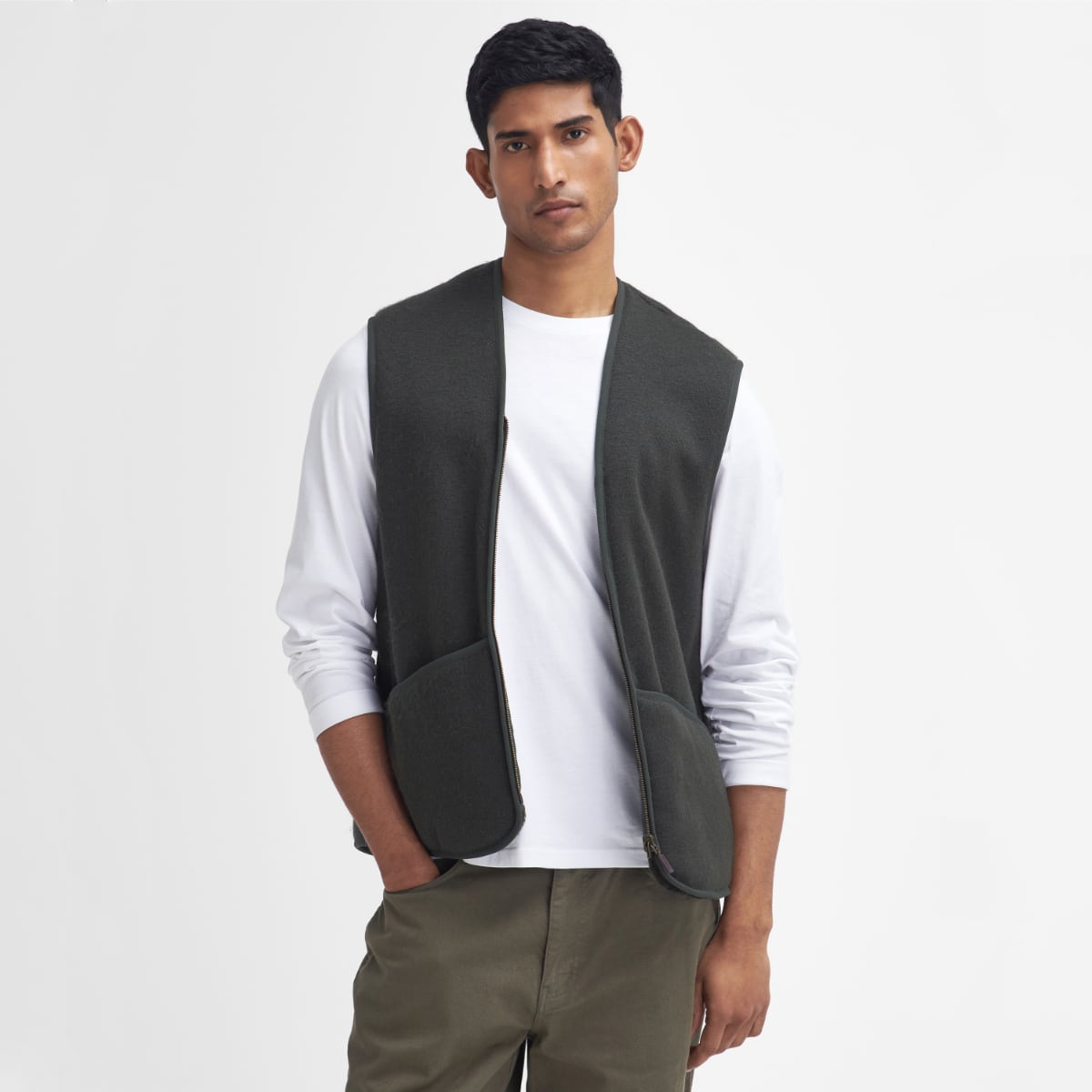 Barbour Warm Pile Men's Zip-In Liner Sage - Main Image